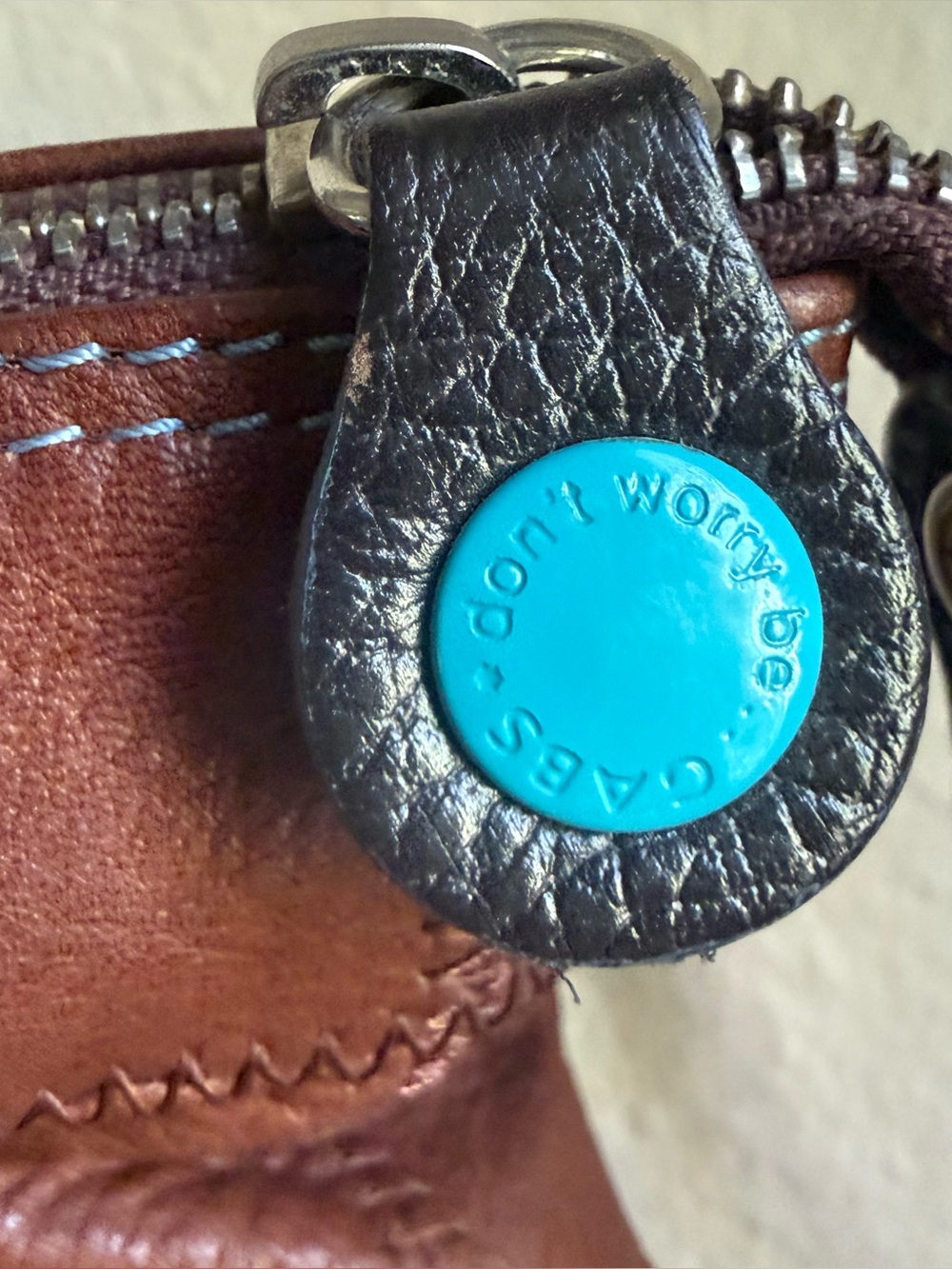 GABS Patchwork Brown Leather Tote with Turquoise Accents - Picture 5 of 8